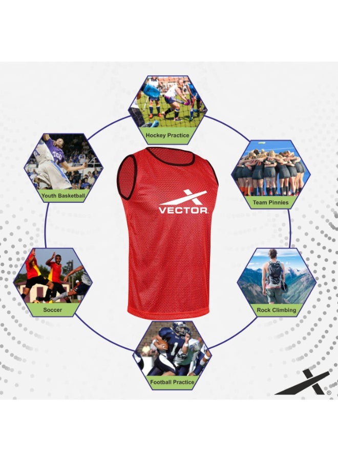 Vector X Training Bibs for Football Soccer Basketball Volleyball for Track and Field Play - Red, XL - Image 2